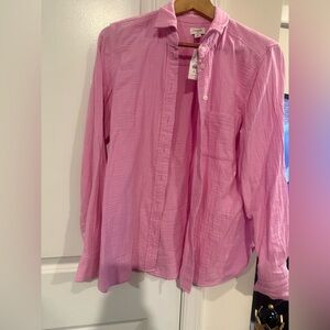 J. Crew Factory Light Pink Crinkle Button-Up Shirt
